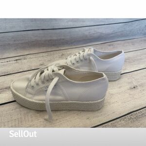 Superga Women's White Platform Sneakers Size 8.5 Casual Lace-Up